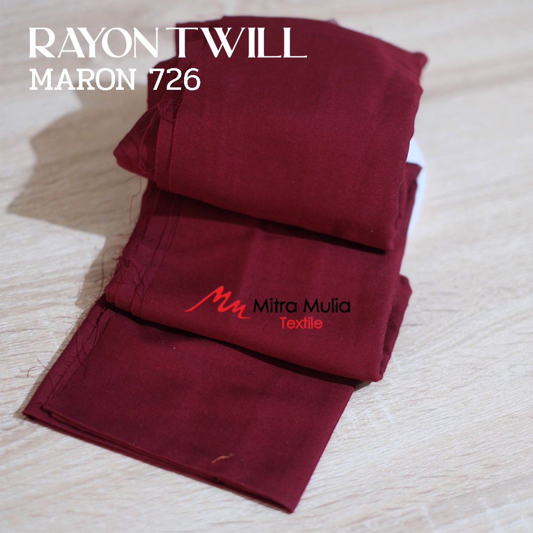 Gambar 1. Rayon Twill Kode 726 Warna Merah Hati / Maroon Part 1