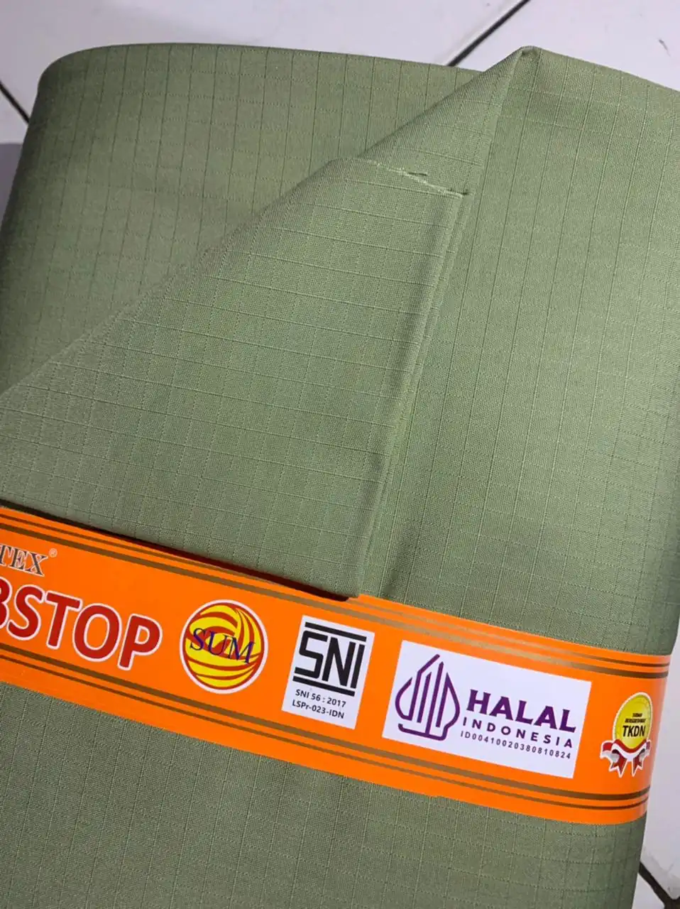 Gambar 1. Ribstop Drill Kode H710 Warna Hijau TNI SAGE Part 1