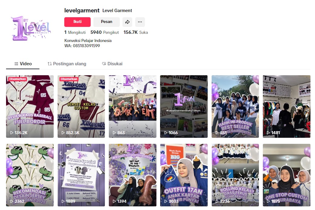 Source: Official Tiktok Level Garment